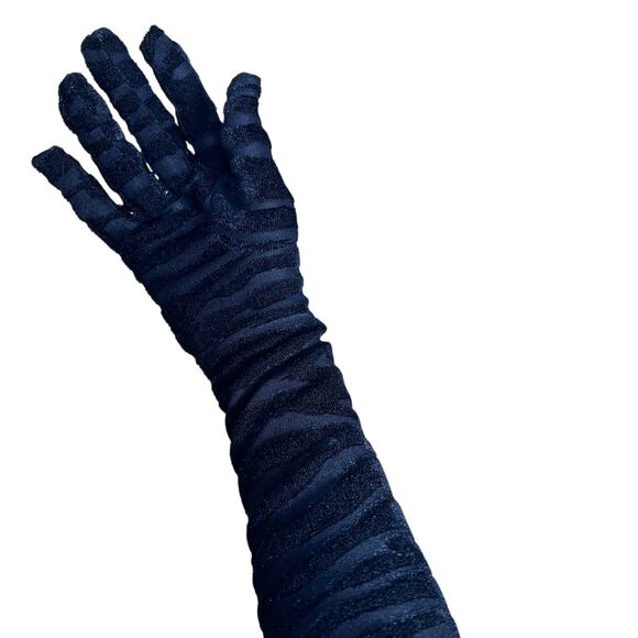 Miscreants Black Velvet Burnout Strapless Mini Dress & Matching Gloves UK14 NWT - Picture 11 of 14